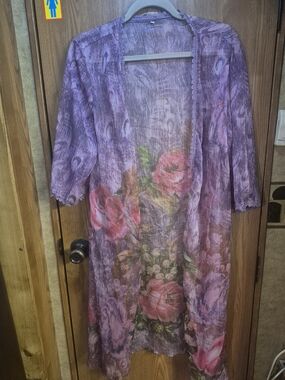 Sheer Purple Floral Kimono Cover-Up. Box 45